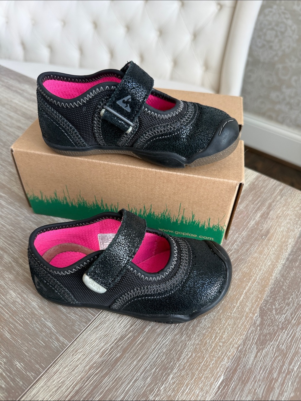 PLAE Black Mary Jane Shoes with Pink Lining